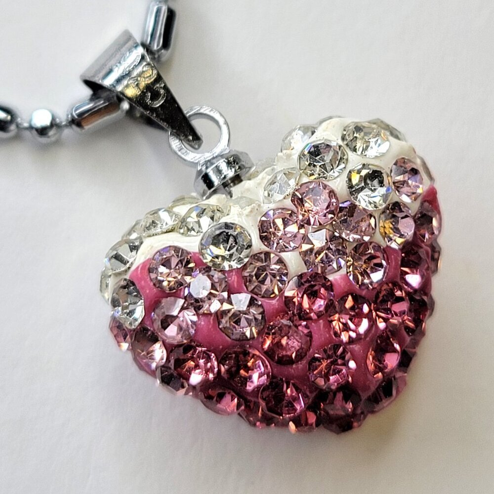 Pink Heart Pendant on a 18K Silver Necklace